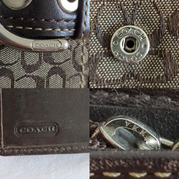 COACH bi-fold wallet canvas leather signature brown - Picture 7 of 12